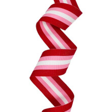 USA | Amerikkalainen 1-1/2"""" Cinnamon Sweetie Valentine -raidallinen grosgrain-nauha (punainen vaaleanpunainen valkoinen nauha) - 10 jaardia (useita