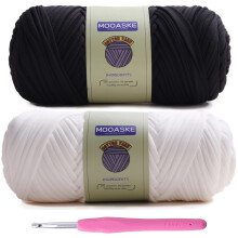 Mooaske 2-pak T-shirt h?klet garn til DIY strikning H?klet stof t?ppepose Dukker - 400 g Chunky tykt garn til h?kling med polyester-spandex bland