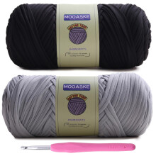 Mooaske 2-pak T-shirt h?klet garn til DIY strikning H?klet stof t?ppepose Dukker - 400 g Chunky tykt garn til h?kling med polyester-spandex bland