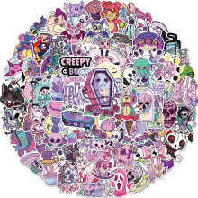 ROTY 100 kpl Kawaii Pastelli Goth Tarrat Suloiset Kammottavat Tarrat Pehme Purppura Gootti Vedenpitv Vinyyli Lahjat Kannettavalle Vesipullo Puheli