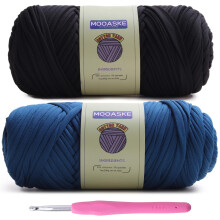 Mooaske 2-pak T-shirt h?klet garn til DIY strikning H?klet stof t?ppepose Dukker - 400 g Chunky tykt garn til h?kling med polyester-spandex bland