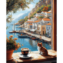 Paint by Numbers Kit til voksne Begyndere Strandlandskab Let voksen maling efter nummer Kits p? l?rred DIY Akryl akvarel oliemaling efter nummer