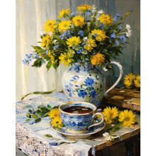 Paint by Numbers Kit til voksne Begynder vintage blomstervase Nem voksen maling efter nummer Kits p? l?rred DIY Akryl akvarel oliemaling efter nu