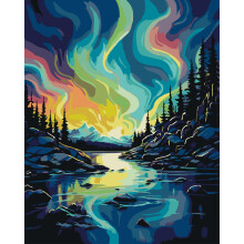Malen-nach-Zahlen-Set fr Erwachsene, Anfnger, Landschaft, Sternennacht, Erwachsene, Malen-nach-Zahlen-Set auf Leinwand, DIY-Acryl, Aquarell, l, Ma