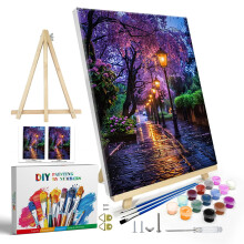 JOOZ Paint by Numbers Kit felnotteknek kerettel Utcai jelenet Szm szerint festollvnyos Barkcsols Tj olajfestmny szmok alapjn Knnyu felnotte