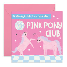 CENTRAL 23 Sjovt f?dselsdagskort til venner - 'Pink Pony Club' - Gaver til venner Besties BFF Sister Girls Her - Horse Disco Dance - Leveres med