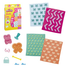 Play-Doh Barbie - Pack d'accessoires perles et nuds - 4 feuilles de motifs de recharge de pte modeler - 8 accessoires de mode - Arts et trava