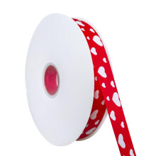 Cinta de San Valentín, 100 Yards 1 Pulgada Cinta de Satén con Corazones para Manualidades, Regalos, Decoración, Roja