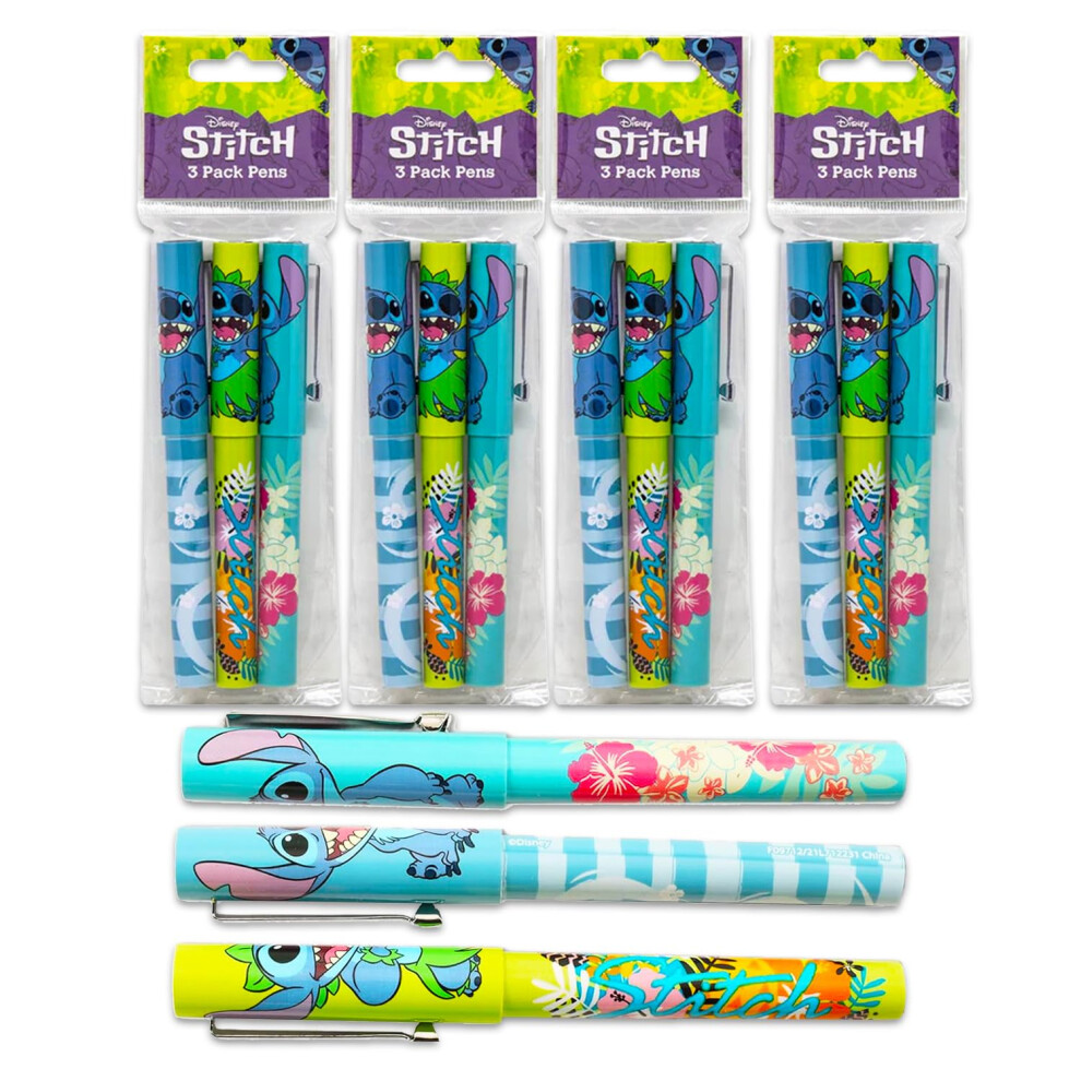 Disney Lilo And Stitch Pen Set - 12 Pack Stitch Party Favors Bundle | Lilo & Stitch Office And School Supplies For Kids And Adults