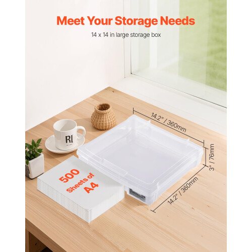 VEVOR VEVOR Scrapbook Paper Storage 4 Pack Stackable Plastic Board Game Boxes Clear Multi-Purpose Document Case with Rounded Corners and Double Latches 1