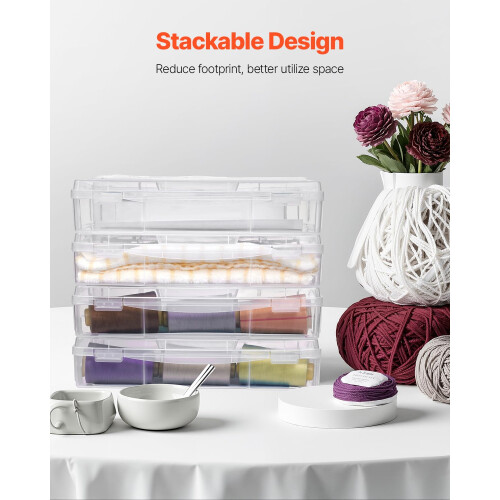 VEVOR VEVOR Scrapbook Paper Storage 4 Pack Stackable Plastic Board Game Boxes Clear Multi-Purpose Document Case with Rounded Corners and Double Latches 2
