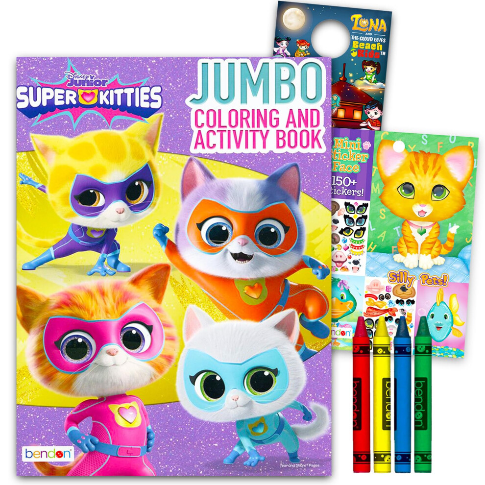 Disney Superkitties Coloring Book Set For Kids Girls 4-8 3-5 Bundle With Super Kitties Coloring Pages Activities Games Stickers Jumbo Crayons |
