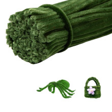 100 stuks pijpreinigers chenille stengel groene kleur pijpreinigers set voor pijpreinigers doe-het-zelf kerstboom kunst ambachten decoraties chenille