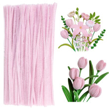 100 stuks pijpreinigers chenille stengel effen snoeproze kleur pijpreinigers set voor pijpreinigers doe-het-zelf kunst ambachten decoraties chenille