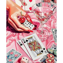 Paint by Numbers Kit til voksne Begynder Cocktail Poker Voksen Paint by Number Kits p? l?rred Pink DIY Akryl oliemaleri efter Numbers til voksne