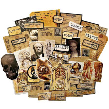 Vilikya 43 stk. M?rk ?stetisk Ephemera Junk Journal Supplies Gothic Scrapbook Papir til Macabre Human Anatomy Vintage Doll Skull Decoupage Paper