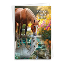 NobleWorks Geburtstagsgrukarte mit 5 x 7 Zoll Umschlag (1 Karte) Bday Aspirations Pferd C7076HBDG-UA