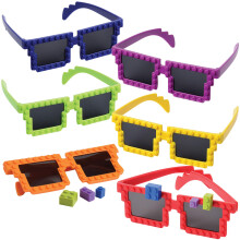 Bedwina Building Blocks-briller - Pakke med 24 - Block Mania-byggestensbriller med ekstra klodser til karnevalsforsyninger Str?mpestoppere og f?d