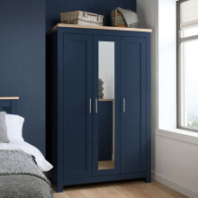 3 Door Mirror Wardrobe Navy Oak Birlea Highgate Farmhouse Shabby Chic