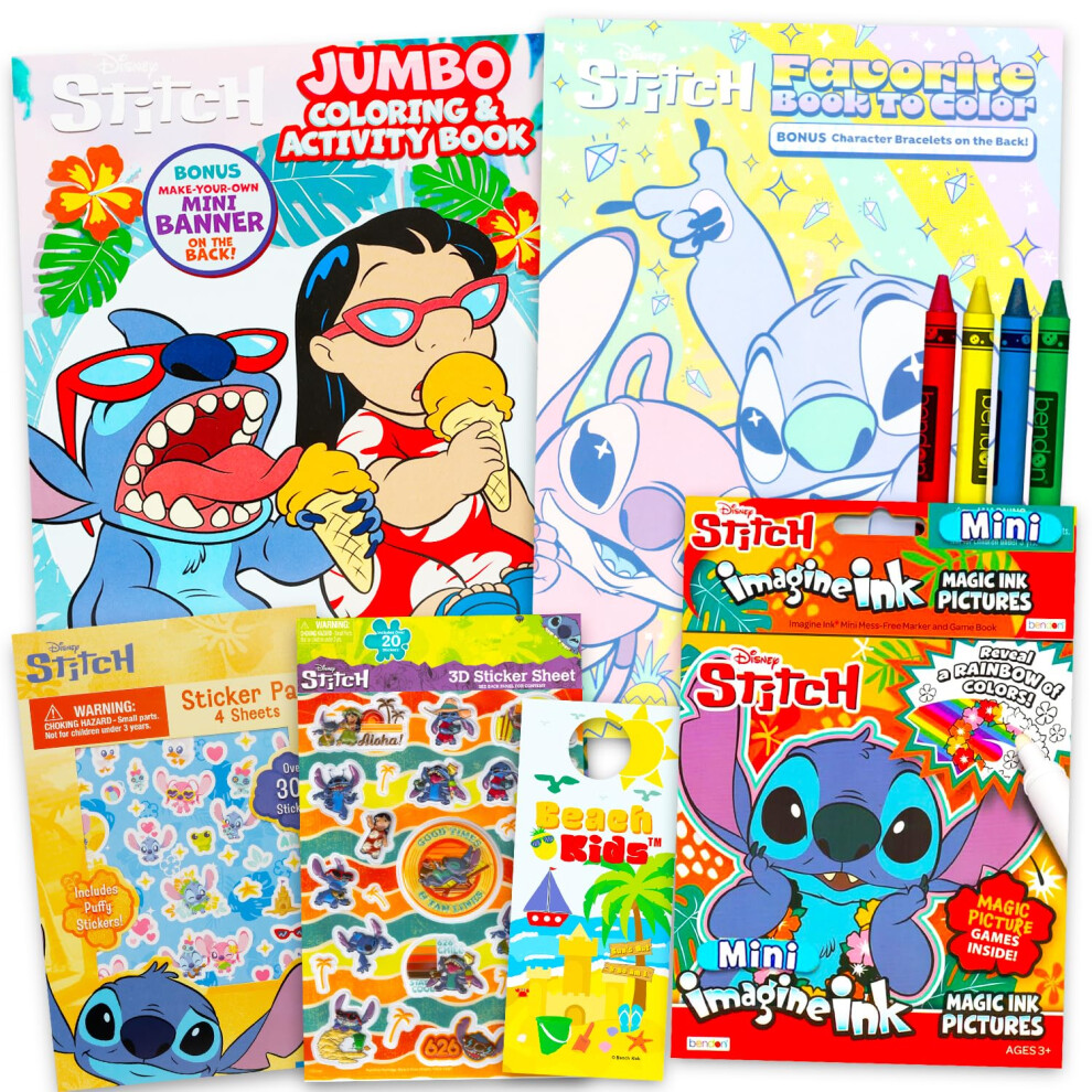 Disney Ultimate Lilo And Stitch Coloring Set - Bundle With Coloring Book Activity Book Imagine Ink Mess-Free Pages Stickres More | Stitch Books F