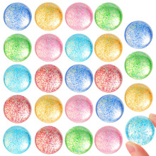 JOYIN 24 STK Glitter hoppebolde 6 stilarter 32 mm forskellige hoppebolde Bulk med opbevaringstaske Bounce Leget?j til b?rn Festgaver F?dselsdage