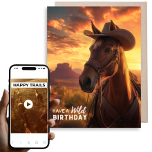 Magic Greetings - Amazing Wild Horses Birthday Card - Interaktiivinen nytnohjain - Hevoskortti hevosen ystville iti Is Ystv Lapset Cowboyt - H