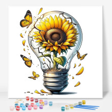 Kit dipingi con i numeri incorniciato per adulti Principiante Girasole Kit facile da dipingere con i numeri su tela Farfalla incorniciata Pittura