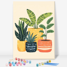 Indrammet maling efter numre Kit til voksne begynderplanter Let maling efter nummer s?t p? l?rred Indrammet gr?n plante DIY akryl oliemaleri efte