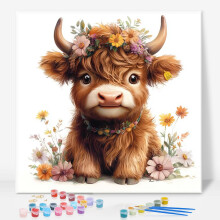 Keretezett szmok szerinti fests kszlet felnotteknek kezdo Highland Cow Easy Paint by Number Kits vszonra Bekeretezett barkcsolt akril olajfestm