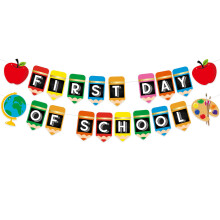 F?rste skoledag Banner Tilbage til Skolen Udsmykning Tilbage til Skolen Banner til PRE K f?rskoleb?rnehave 1. klasse Blyant F?rste skoledag Dekor