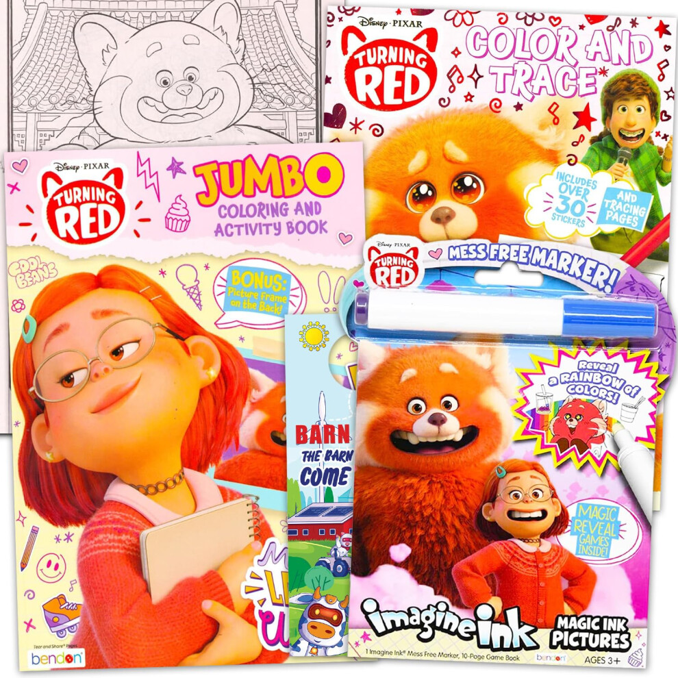 Disney Turning Coloring Book Set - Bundle Of 3 Activity Books Including Mess-Free Coloring Tracing Pages More | Turning Activities Red