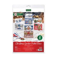 Katy Sue Christmas Garden Picket Fence Card Making Kit - 8 gevormde kaarten Gestanste versieringen Achtergrondsc?es Foam Pads Instructies & 8 Envelop