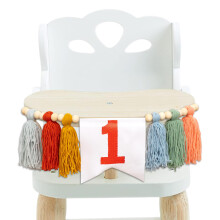 Boho Rainbow h?jstolsbanner - Retro farverig f?rste f?dselsdag h?jstolsbanner Gr?n Orange Gul Bl? R?d kvast 1. f?dselsdagsindretning til fest Sma