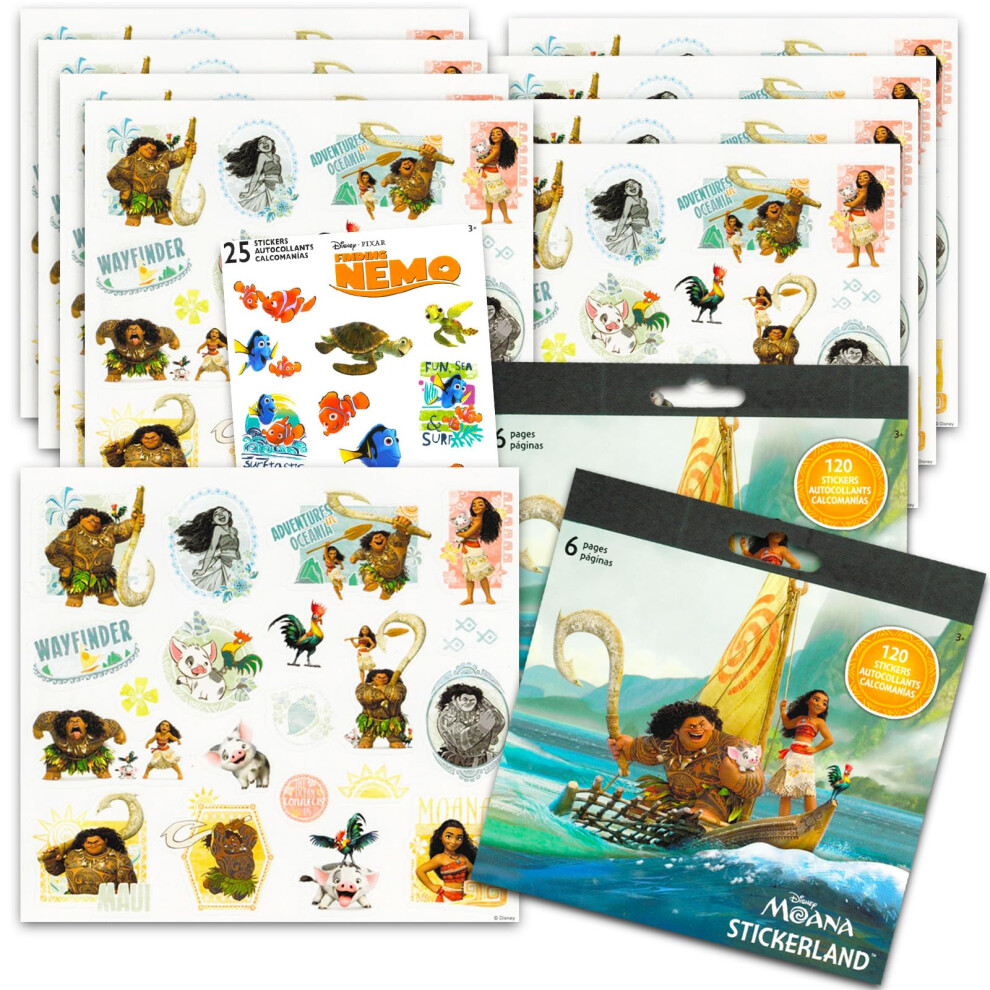 Disney Moana Stickers Party Favors Set For Kids - Bundle Of 2 Sticker Packs Of 12 Sheets With 240+ Stickers Plus More | Moana Party Favors