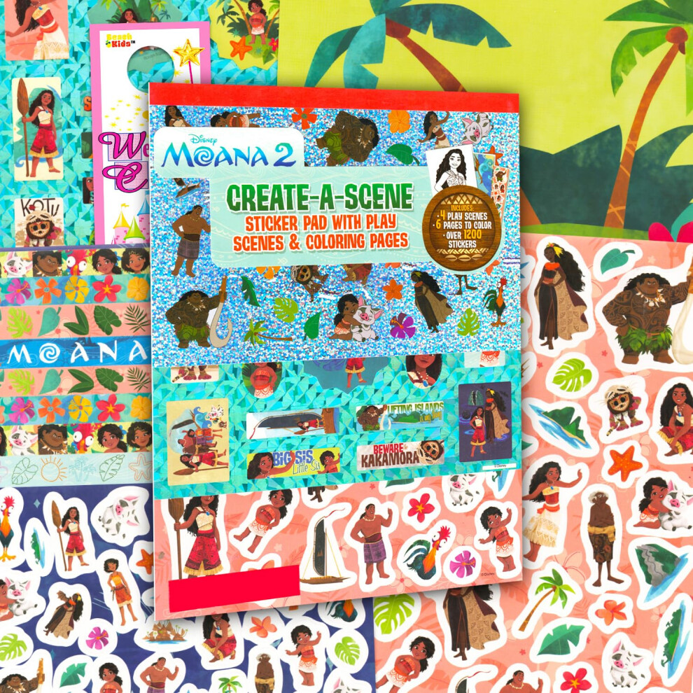 Disney Moana Stickers Ultimate Activity Pad - Bundle With Over 1000 Moana 2 Stickers Sticker Scenes Activity Pages More For Kids Boys Girls