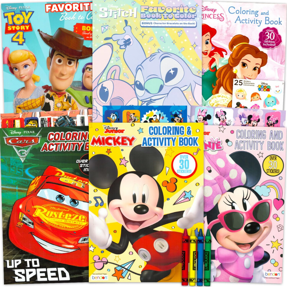 Disney Classics Coloring Book Bulk Set For Kids - Bundle Activities Coloring Books With Stickers Includes Mickey Mouse Minnie Princess More Activi