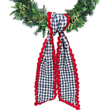 Ftuuo Seppele Sash etuoveen Musta Valkoinen Buffalo Plaid Seppele Satiini Vy Punainen Aalto Seppele Nauha Tarvikkeet Seppeleet Piha-oviaukko Sis-ul