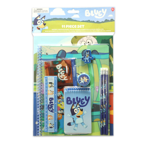 Bluey Materiale scolastico per bambini Bluey - Pacchetto di materiale scolastico a tema da 11 pezzi Include cartelle Bingo Notebook Blocco note Matite 1