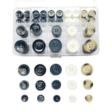110 stuks gemengde naaiknoppen 4-gaats ambachtelijke ronde blazerknoppen 5 kleuren 3 maten (15 mm / 20 mm / 25 mm) Geschikt voor het naaien van kledi