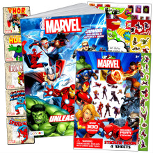 Avengers-vrityskirjasettipaketti, jossa Avengers-tarrat vrityssivut palkintotarrasetti ja supersankari-oviripustin (Avengers Classic)