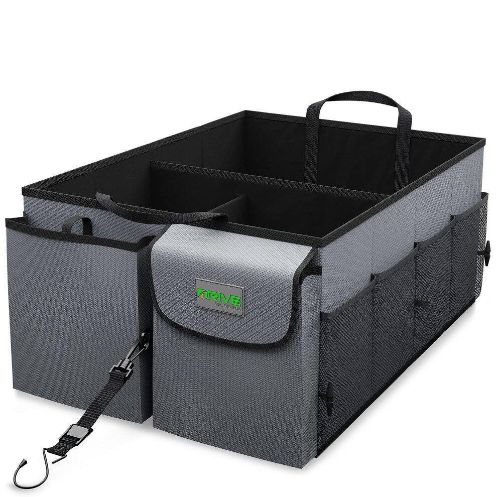 Car Boot Organiser Storage With Tie Down Straps Best For Tidy Auto Organization Boot Bag Maintenance Nonslip Secure Travel Tote Is Foldable Gray 635635175207