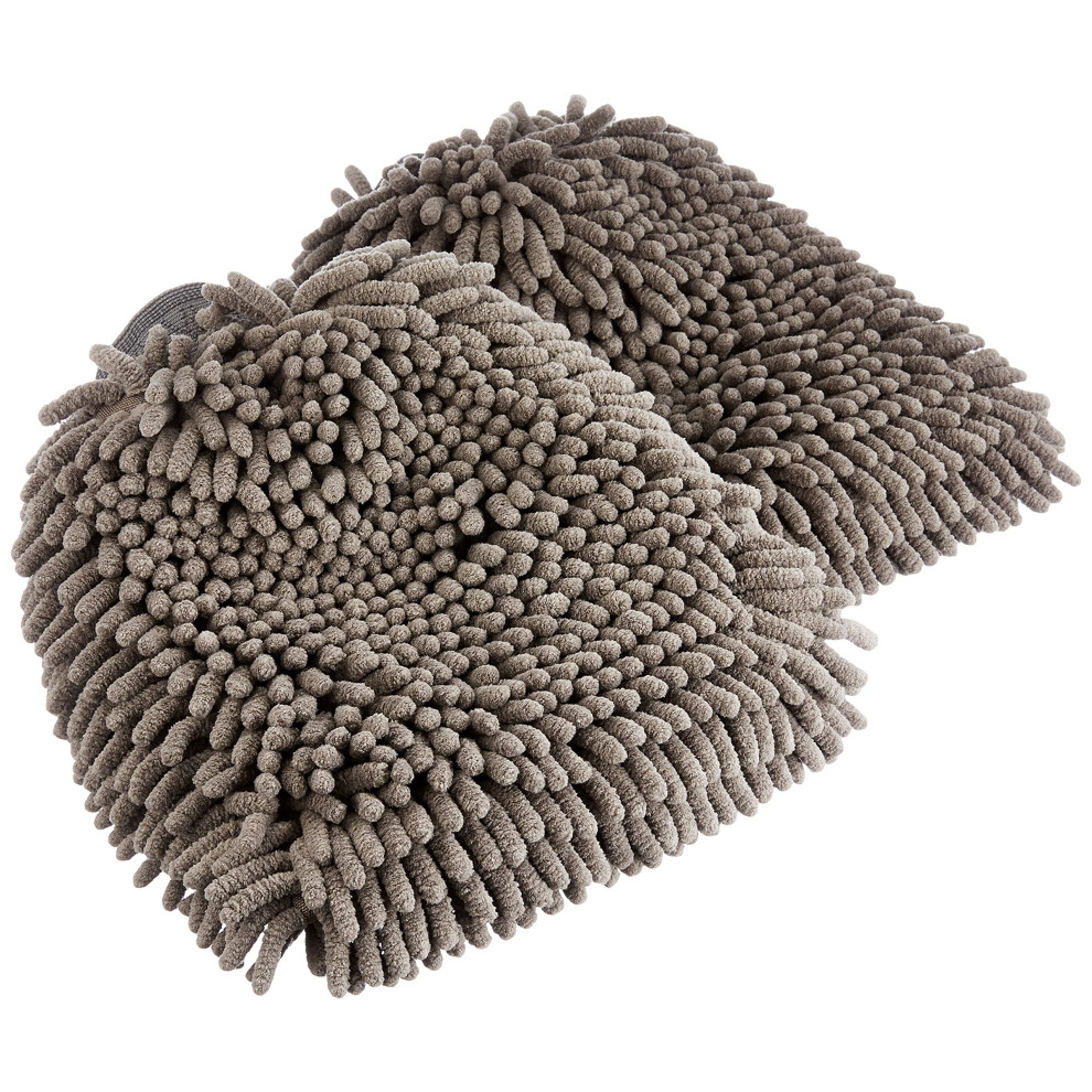 Amazon Deluxe Microfiber Car Wash Drying Mitts, 2 Pack, Grey, 30 Cm L X 20 Cm W