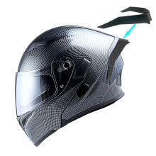 1Storm Motocyklov modulrn celooblicejov helma Bike Vklopn slunecn clona s dvojitm zornkem: HB89 Carbon Fiber Black