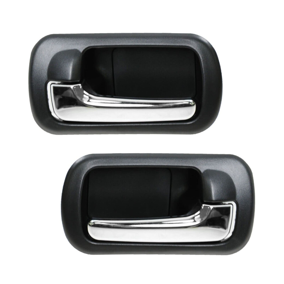 Trq Door Handle Inside Chrome Left Right Rear Pair For 01-05 Honda Civic Sedan Black 191213373842