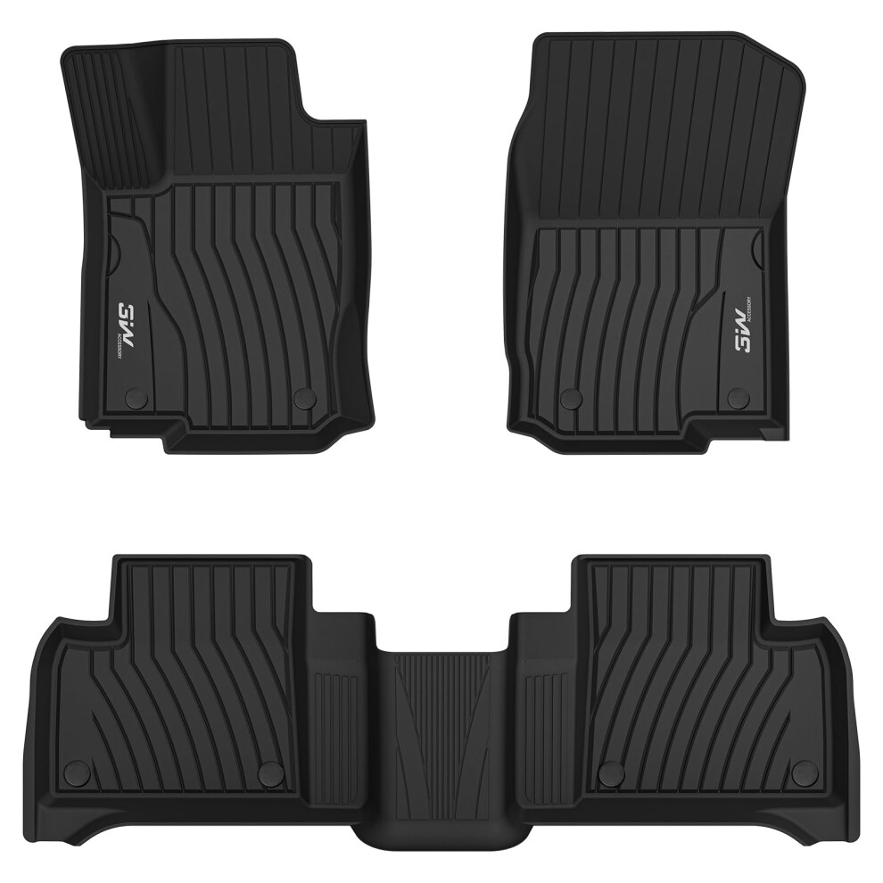 3W Floor Mats Compatible For Benz Gle 2016-2019 Tpe All Weather Custom Fit Floor Liner For Benz Gle 1St & 2Nd Row Full Set Car Mats Black 614251254206