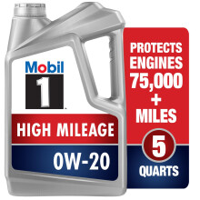 Mobil 1 Volledig synthetische motorolie met hoge kilometerstand 0W-20 5 Quart