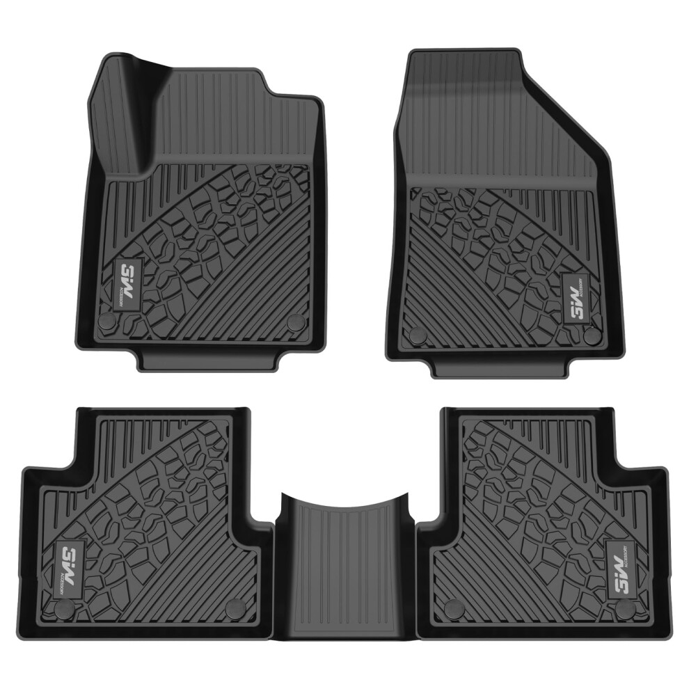 3W Floor Mats Fit For Jeep Cherokee 2015-2024 Tpe Floor Liner 1St And 2Nd Row Full Set Car Mats (Not For Grand Cherokee) Black 641055544974