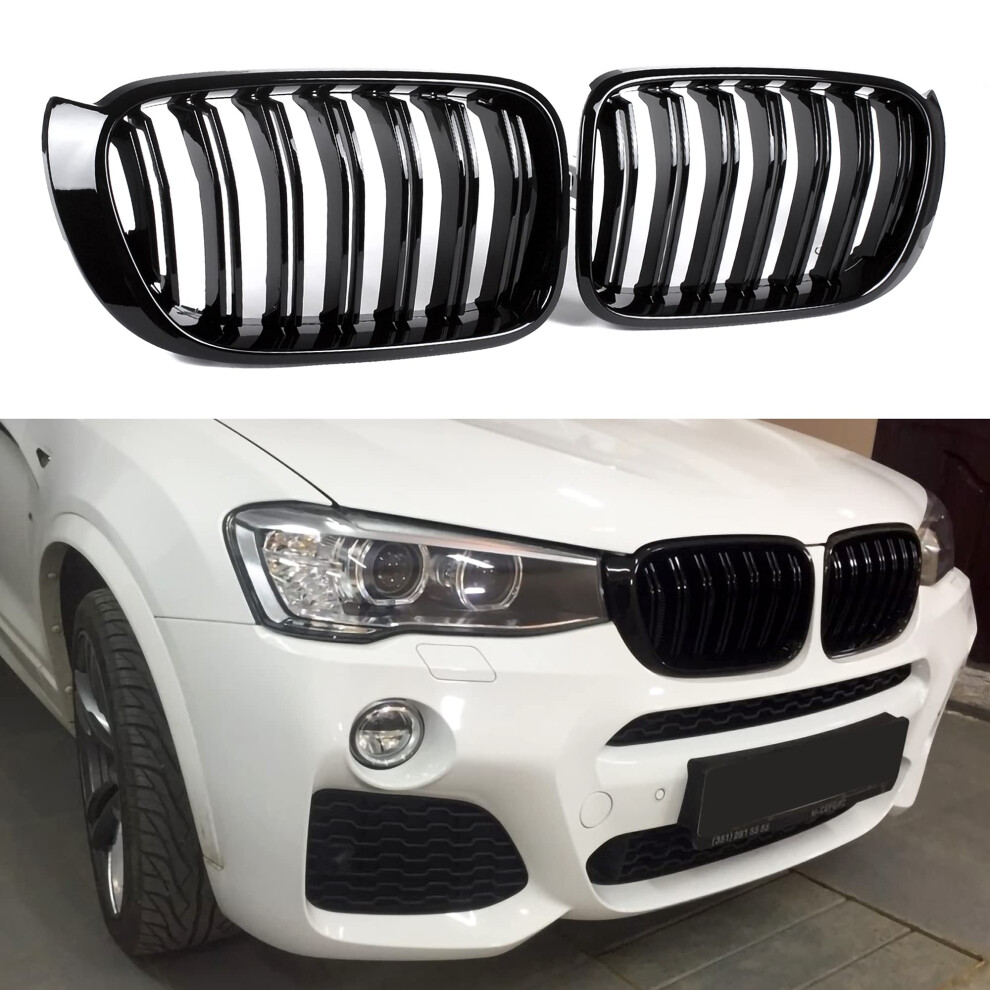 F25 Grille Abs Front Replacement Kidney Grill For X3 Series F25 2015-2017 X4 Series F26 Gloss Black 689749963991