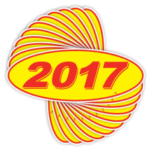 Versa Tags 2017 ovale modeljaar autodealer raamstickers trots gemaakt in de VS Versa ovale model voorruit jaarstickers zijn rood en geel in Co