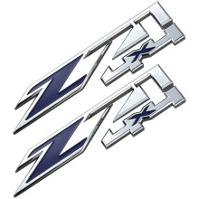 Aimoll 2 stk Z71 4x4 emblemer til GMC Chevy Silverado Sierra Tahoe Suburban New 1500 2500 3500 Decal (Chrome Blue)